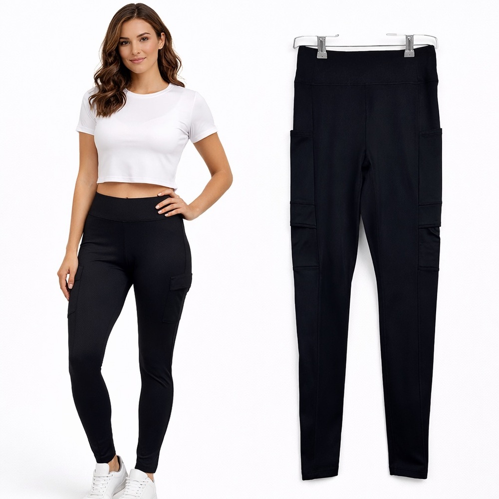 Pink Active Black High Rise Pocket Leggings Size S Athletic Workout Yoga Pants - Picture 1 of 8